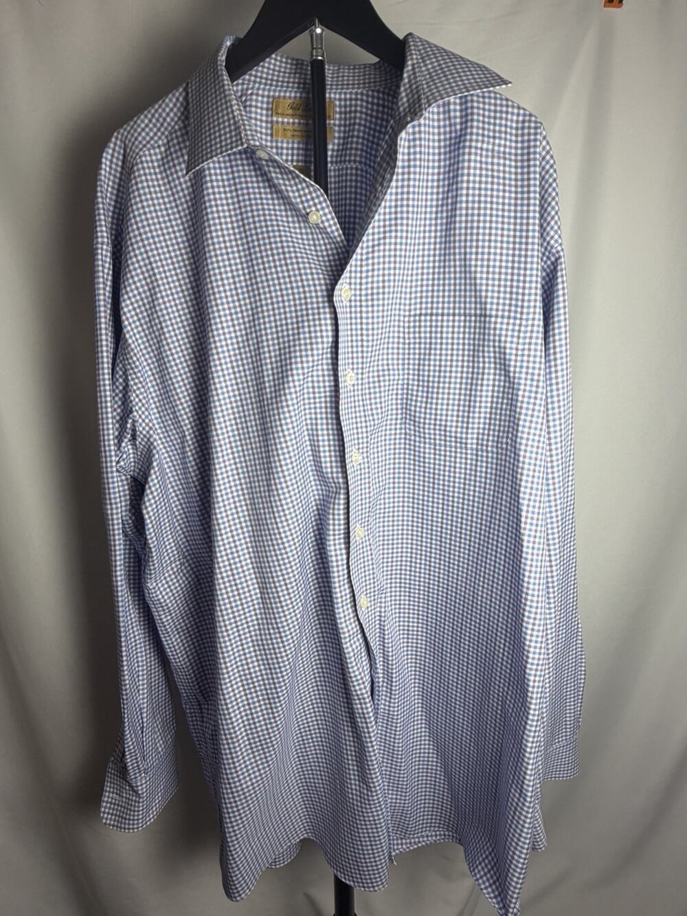 Roundtree & Yorke Gold Label No Iron Shirt Gingham Men’s 18-36/37T Blue/purple